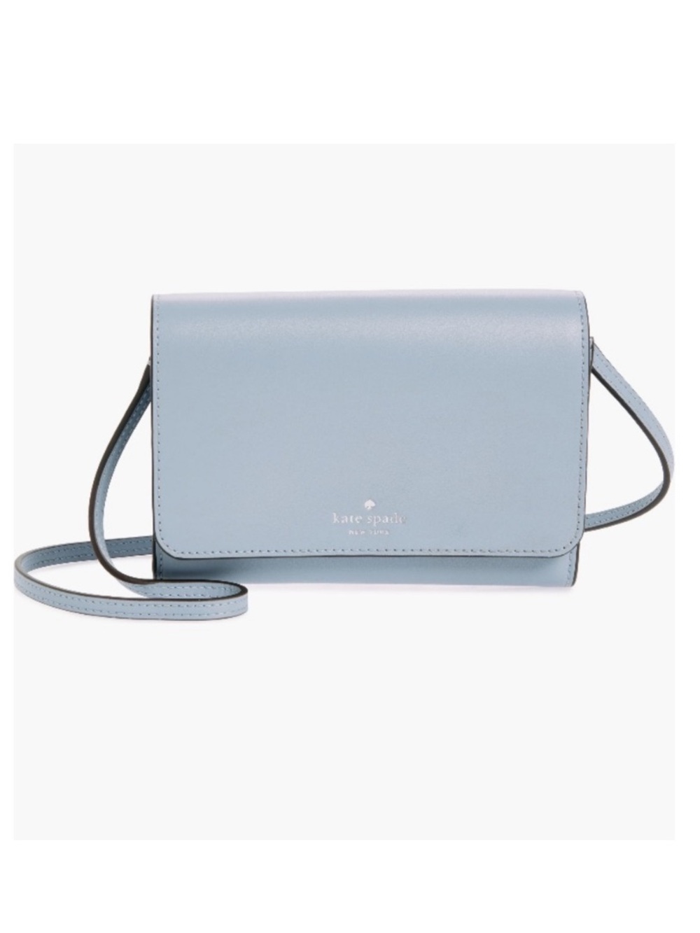 NWT Kate Spade Kerri Smooth Leather Small Flap Crossbody Bag Brushed Steel Grey